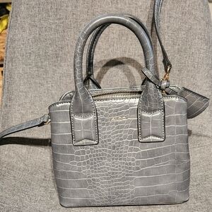 Aldo Charcoal Croc-Embossed Mini Bag